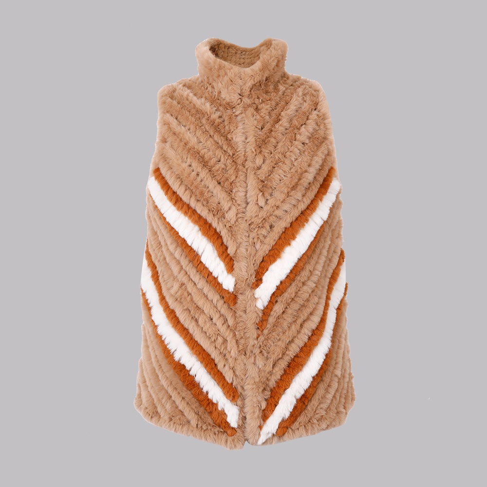 人造毛編織立領背心