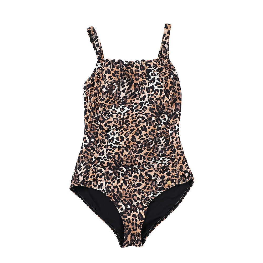 女士豹紋印花連體泳衣