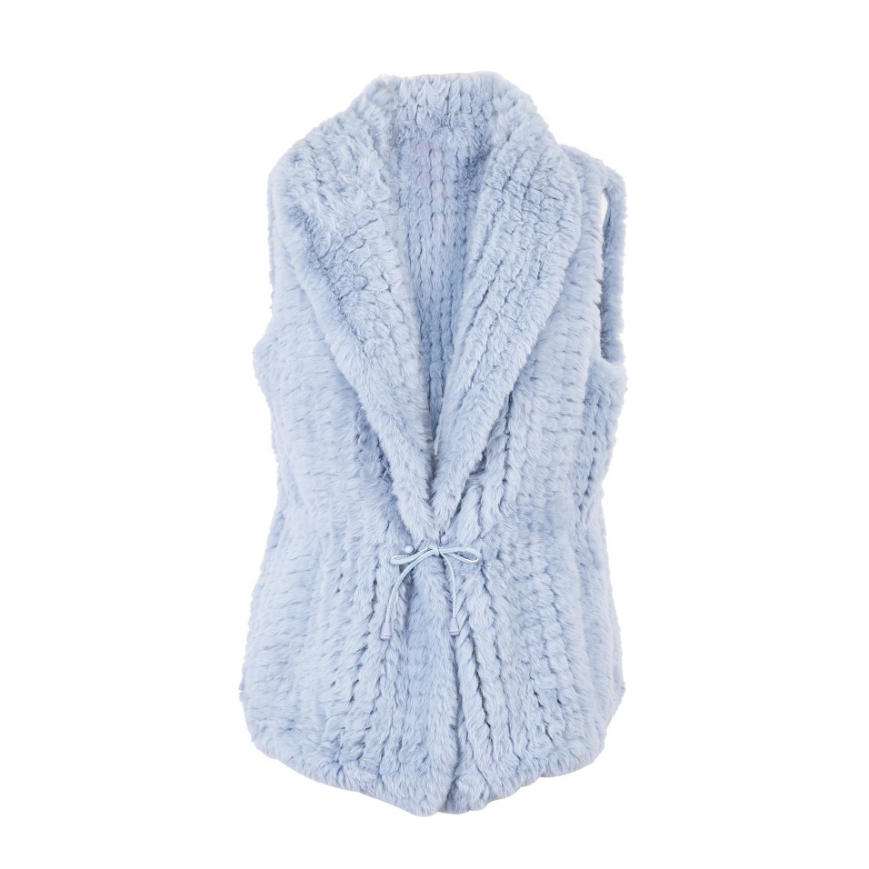 人造毛編織背心系腰帶